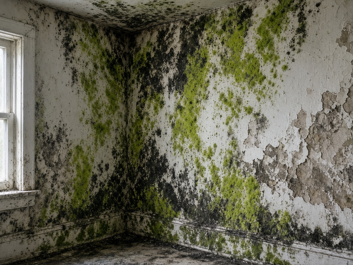 Remediação de bolor numa parede interior